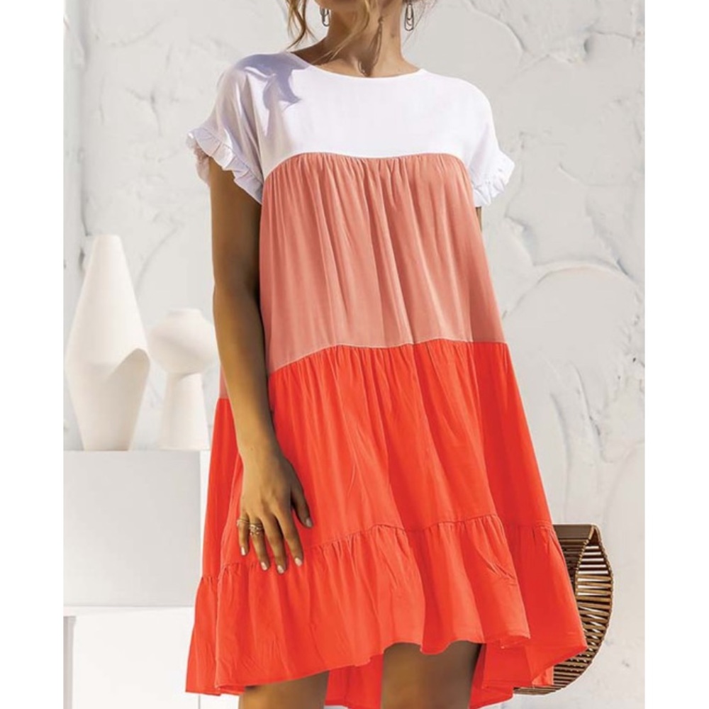 Boho spring summer ruffle trim mini dress - Picture 12 of 12